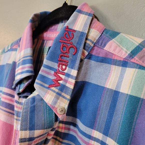 Vintage Wrangler Plaid Breast Cancer Shirt - Picture 3 of 9